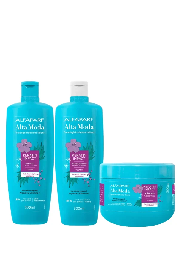 Pack Keratin Impact – Shampoo, Acondicionador y Mascarilla 300 ml
