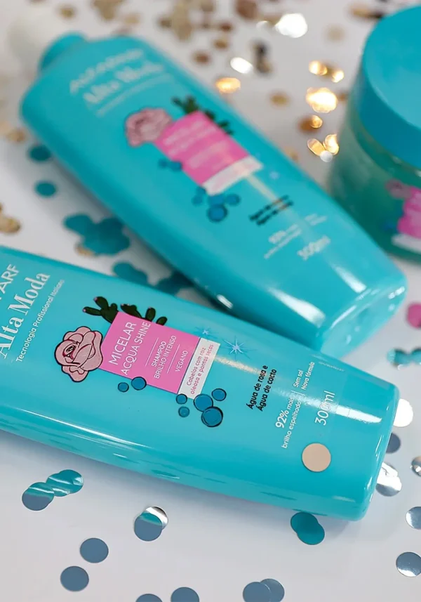 Kit Micelar Acqua Shine – Shampoo, acondicionador y mascarilla para hidratación y limpieza profunda.