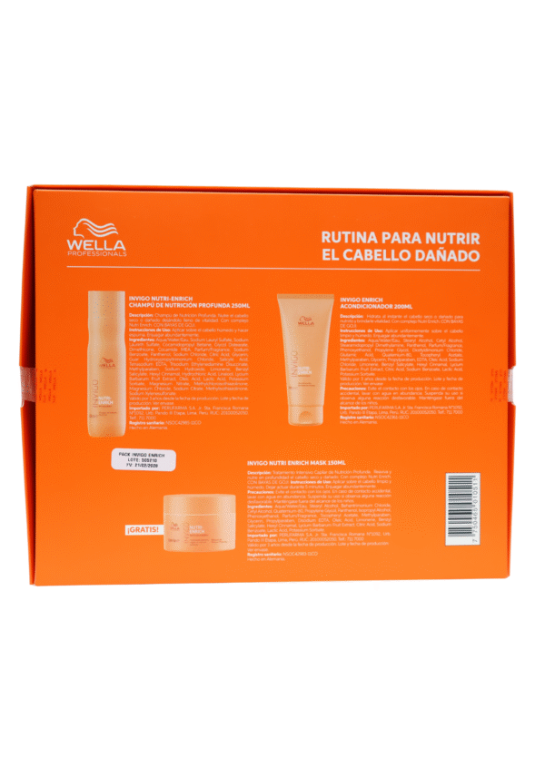 Pack Nutritivo Wella Invigo Nutri-Enrich | Shampoo 250 ml + Acondicionador 200 ml + Mascarilla 150 ml
