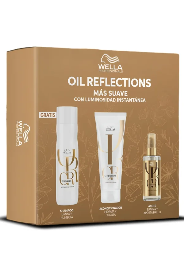 pack oil reflections wella shampoo acondicionador aceite brillo cabello